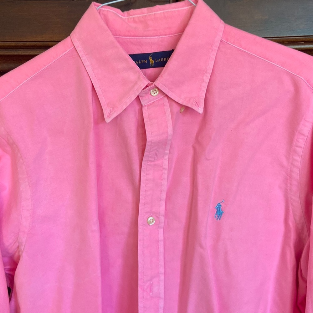 Ralph Lauren Neon Pink Oxford Shirt Size L